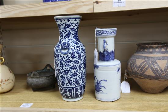 Two Chinese blue and white vases, Tall vase H.30.5cm